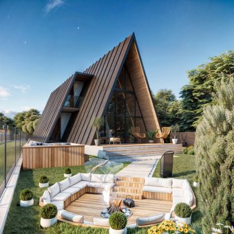 Casă de locuit tip A-Frame în regim de înălțime P+M